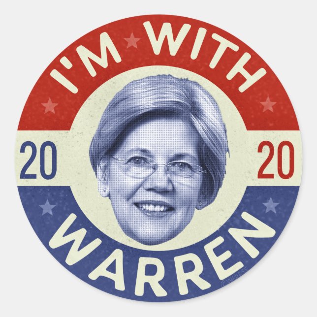 Elizabeth Warren Präsident 2020 Demokrat Pic Retro Runder Aufkleber (Vorderseite)