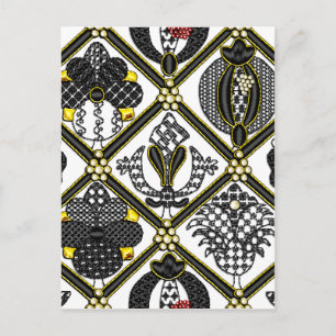 Elizabethan Blackwork-Fliese Postkarte