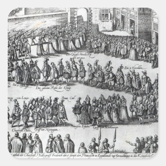 Elizabethan-Prozession Quadratischer Aufkleber (Vorderseite)