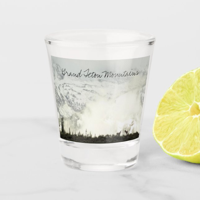 Elk at Grand Teton National Park Fotografy Schnapsglas (Vorderseite)