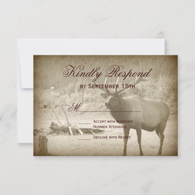 Elk Big Game Wildlife Antlers Wedding RSVP Cards (Vorderseite)