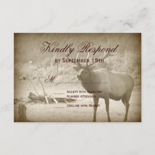 Elk Big Game Wildlife Antlers Wedding RSVP Cards Karte