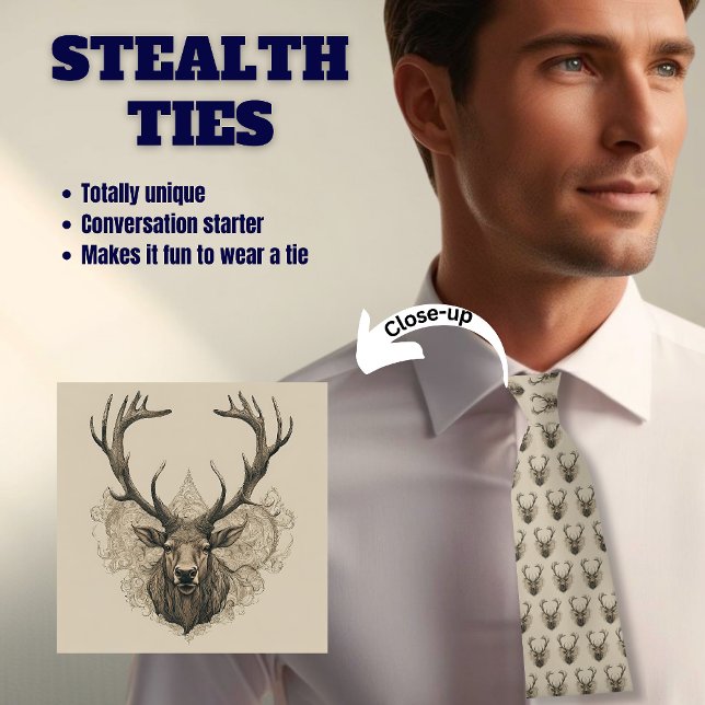 Elk Deer Antler Hunter Stealth Neck Tie Krawatte (Von Creator hochgeladen)