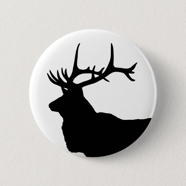 Elk Head Silhouette Button (Vorderseite)