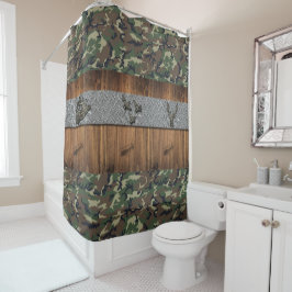 Elk Hunter Cabin the Woods Camouflage Boys Bad Duschvorhang