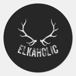 Elk Hunter Jagd Funny Elkaholic Runder Aufkleber