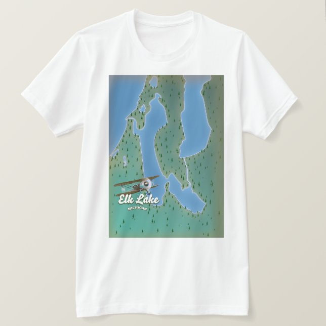 Elk Lake Michigan Karte T-Shirt (Design vorne)