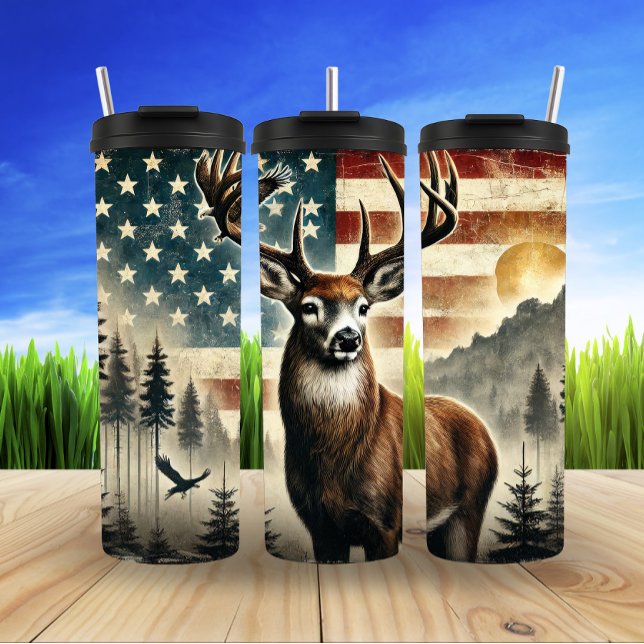 Elk Majestät unter Red Moon Thermosbecher (Von Creator hochgeladen)