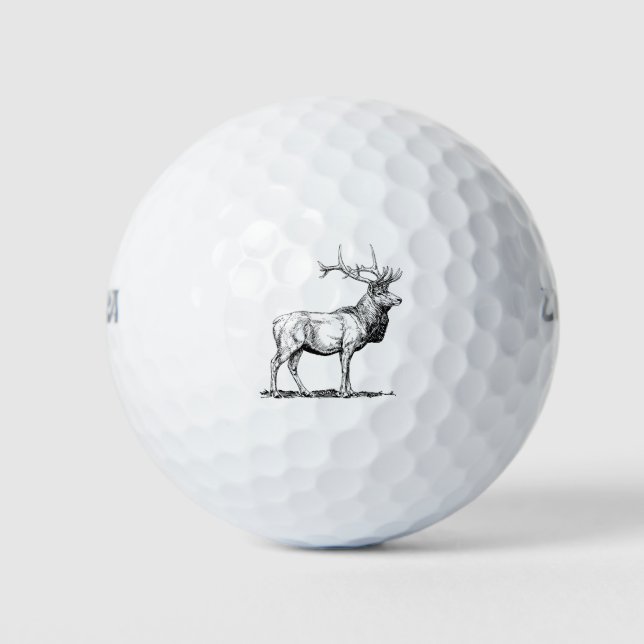 Elk Moose Deer Head Animal Jagd Antler Golfball (Vorderseite)