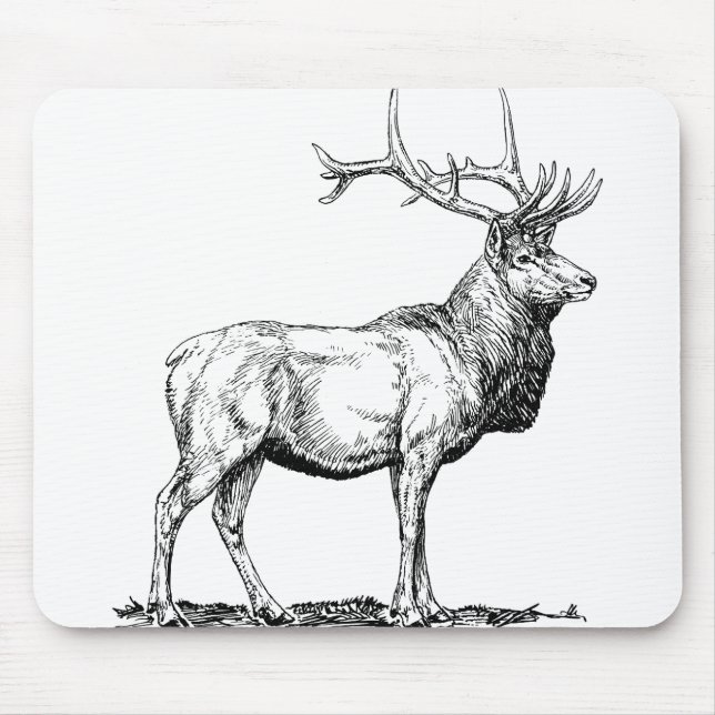Elk Moose Deer Head Animal Jagd Antler Mousepad (Vorne)