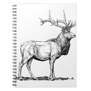 Elk Moose Deer Head Animal Jagd Antler Notizblock