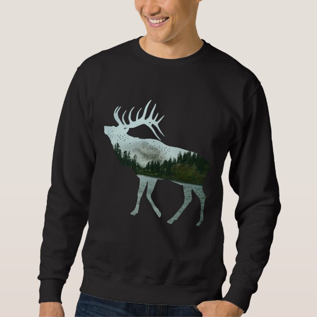ELK NATURE LANDSCAPE SCENERY SWEATSHIRT (Vorderseite)