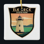 Elk Neck Staat Park Maryland Vintag Keramikornament<br><div class="desc">Elk Neck Staat Park Illustration. Der Park ist ein öffentliches Erholungsgebiet zwischen der Chesapeake-Bucht und dem Elk-Fluss in der Nähe der südlichen Spitze der Elk Neck Halbinsel.</div>
