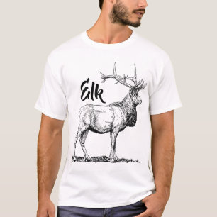 Elk Print Men's Basic T - Shirt