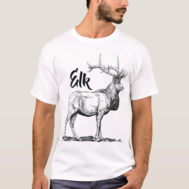Elk Print Men's Basic T - Shirt (Vorderseite)