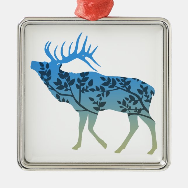 Elk Tree Ornament Aus Metall (Vorne)