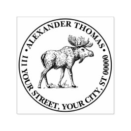 Elk Wapiti Vintag Zeichnend Name Rücksendeadresse Permastempel