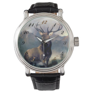 Elk Wild Animal Painting Uhr