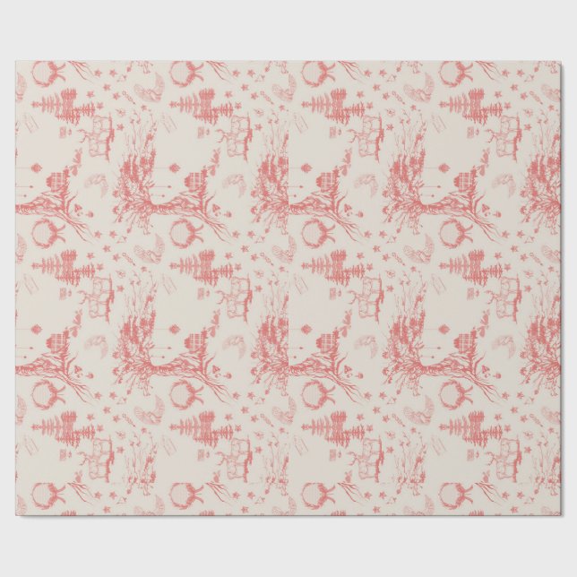 Elk Woods French Toile Geschenkpapier (Saum)