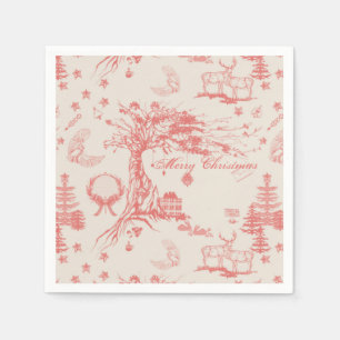 Elk Woods French Toile in Coral w/ Personalisierun Serviette