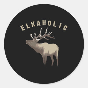 Elkaholisches Shirt Niedlicher Elch Jagd Liebhaber Runder Aufkleber