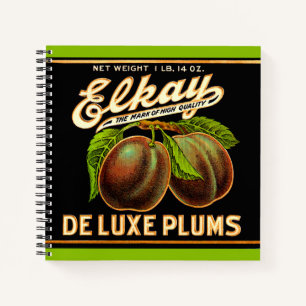 Elkay Deluxe Plums-Label aus den 30er Jahren Notizbuch
