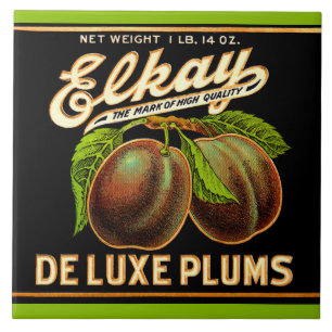 Elkay Deluxe Plums-Label der 30er Jahre Fliese