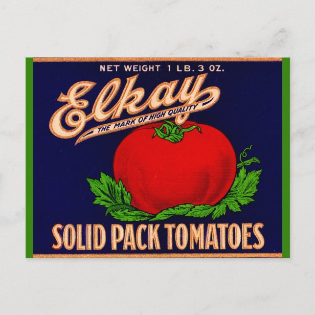 Elkay Solid Pack Tomaten aus den 30er Jahren könne Postkarte (Vorderseite)