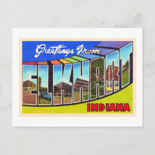 Elkhart Indiana IN Vintage Large Letter Postcard Postkarte