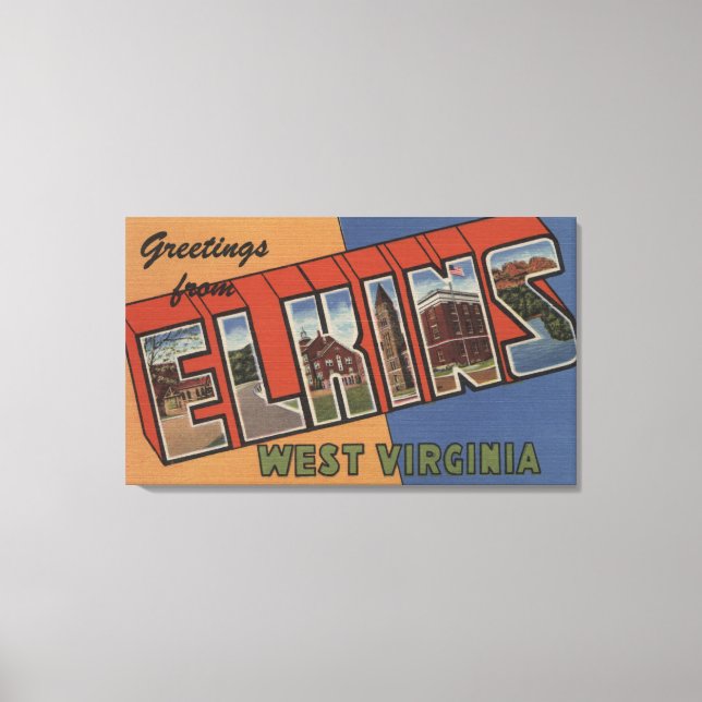 Elkins, West Virginia - Große Briefmarkenszenen Leinwanddruck (Vorderseite)