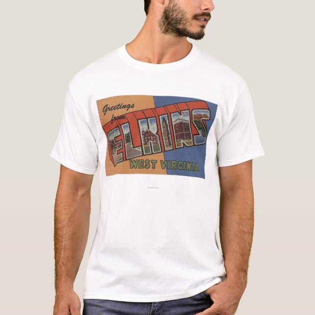 Elkins, West Virginia - große Buchstabe-Szenen T-Shirt (Vorderseite)