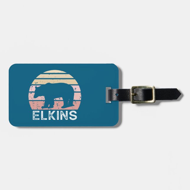 Elkins West Virginia Retro Bär Gepäckanhänger (Vorderseite horizontal)