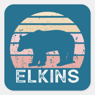 Elkins West Virginia Retro Bär Quadratischer Aufkleber