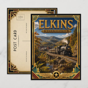 Elkins West Virginia Vintage Art Deco Golden Age Postkarte