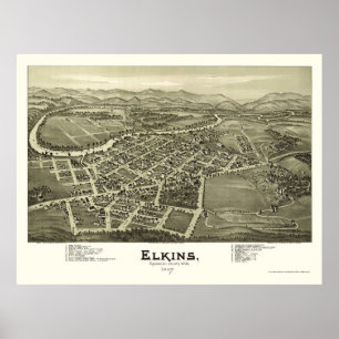 Elkins, WV Panorama Karte - 1897 Poster