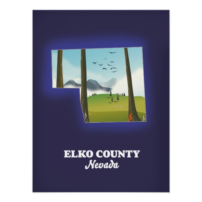 Elko Landkreis Nevada Karte Poster (Vorderseite)