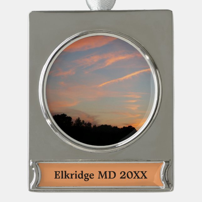 Elkridge Sunset Maryland Landscape Banner-Ornament Silber (Vorderseite)