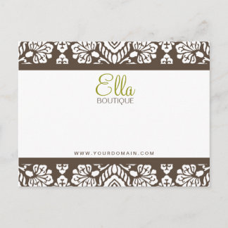 Ella #1 Brown Damask Chic Bow Card Postkarte