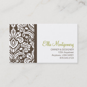 Ella #2 schicke Brown Damast-Visitenkarten Visitenkarte