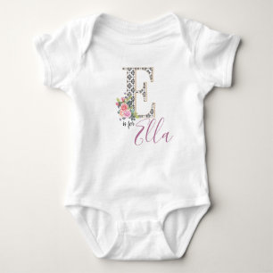 Ella Name Baby Outfit Letter E Romper Floral Girl Baby Strampler