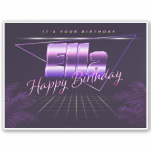 Ella Name Vorname lila retro Sticker Geburtstag