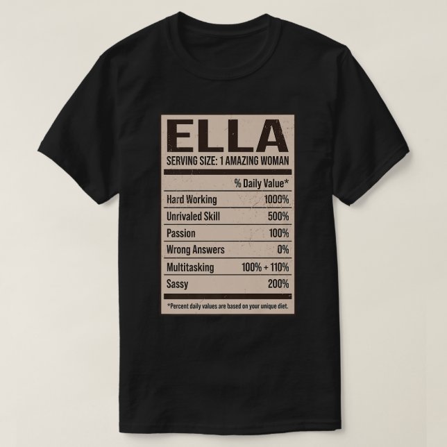 Ella Nutrition Fakten Name Nickname Alias Titel Fr T-Shirt (Design vorne)