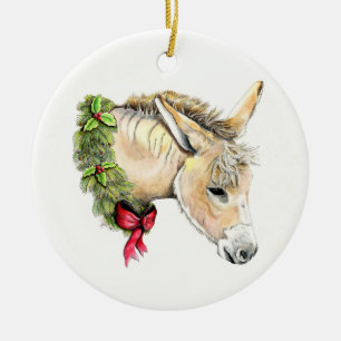 Ella the Christmas Donkey Keramik Ornament