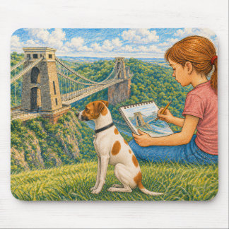 Ella und Bella skizzieren Clifton Suspension Bridg Mousepad