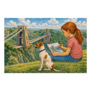 Ella und Bella skizzieren Clifton Suspension Bridg Poster