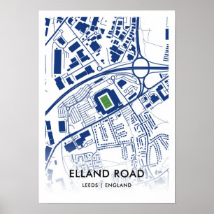 Elland Road Stadium Map - Zuhause von Leeds United Poster