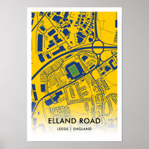 Elland Road Stadium Map, Zuhause von Leeds United  Poster