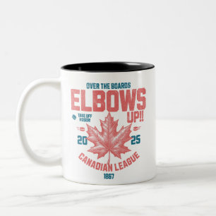 Ellbogen auf! Über die Boards Kanadischer Liga Hoc Zweifarbige Tasse