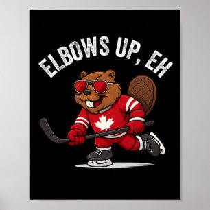 Ellbogen hoch, Eh-Biber-Hockeyspieler, lustiges Ka Poster