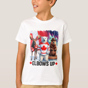 Ellbogen hoch Kanada-Flagge Hockey Lustiger Biber T-Shirt